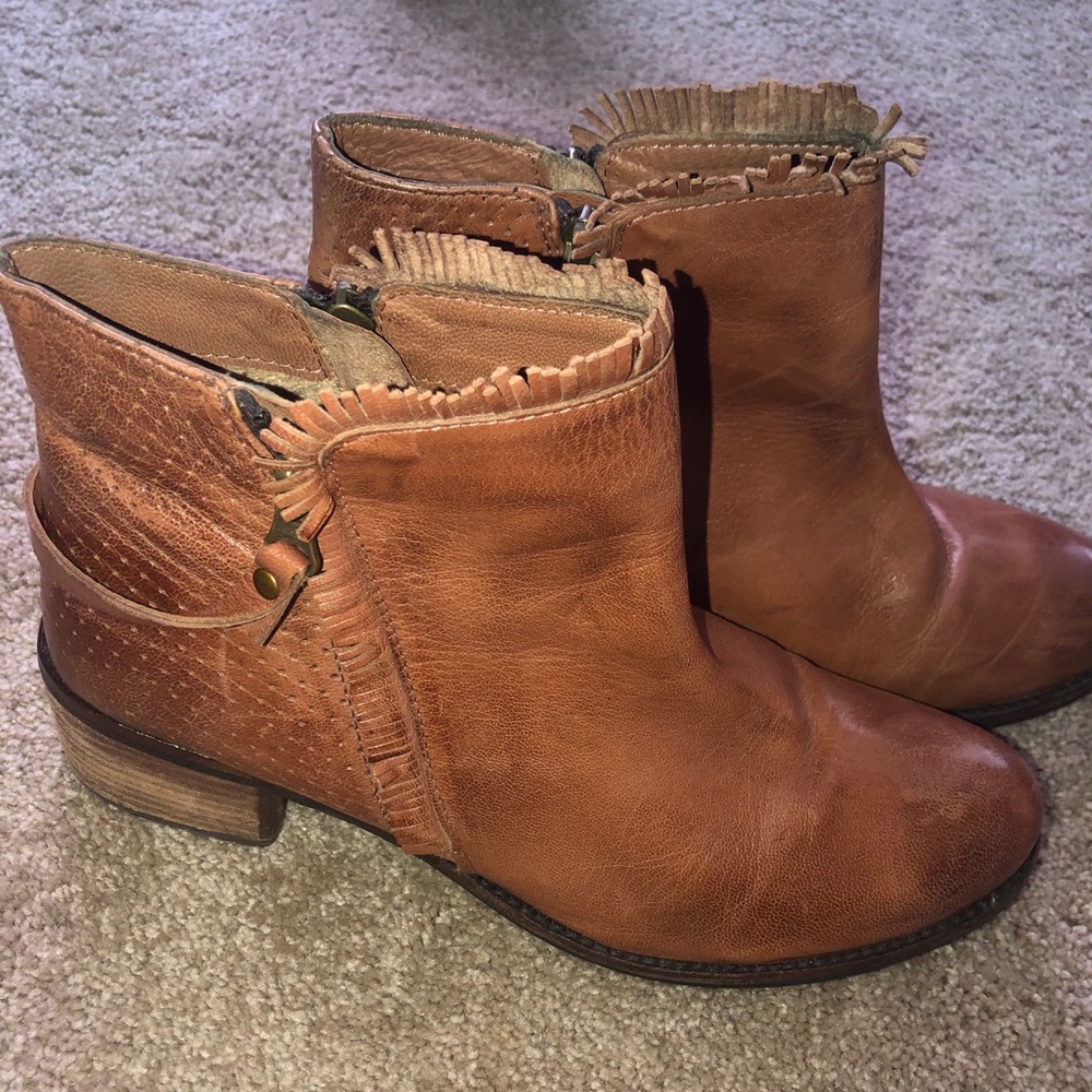 Diba True, brown fringe booties